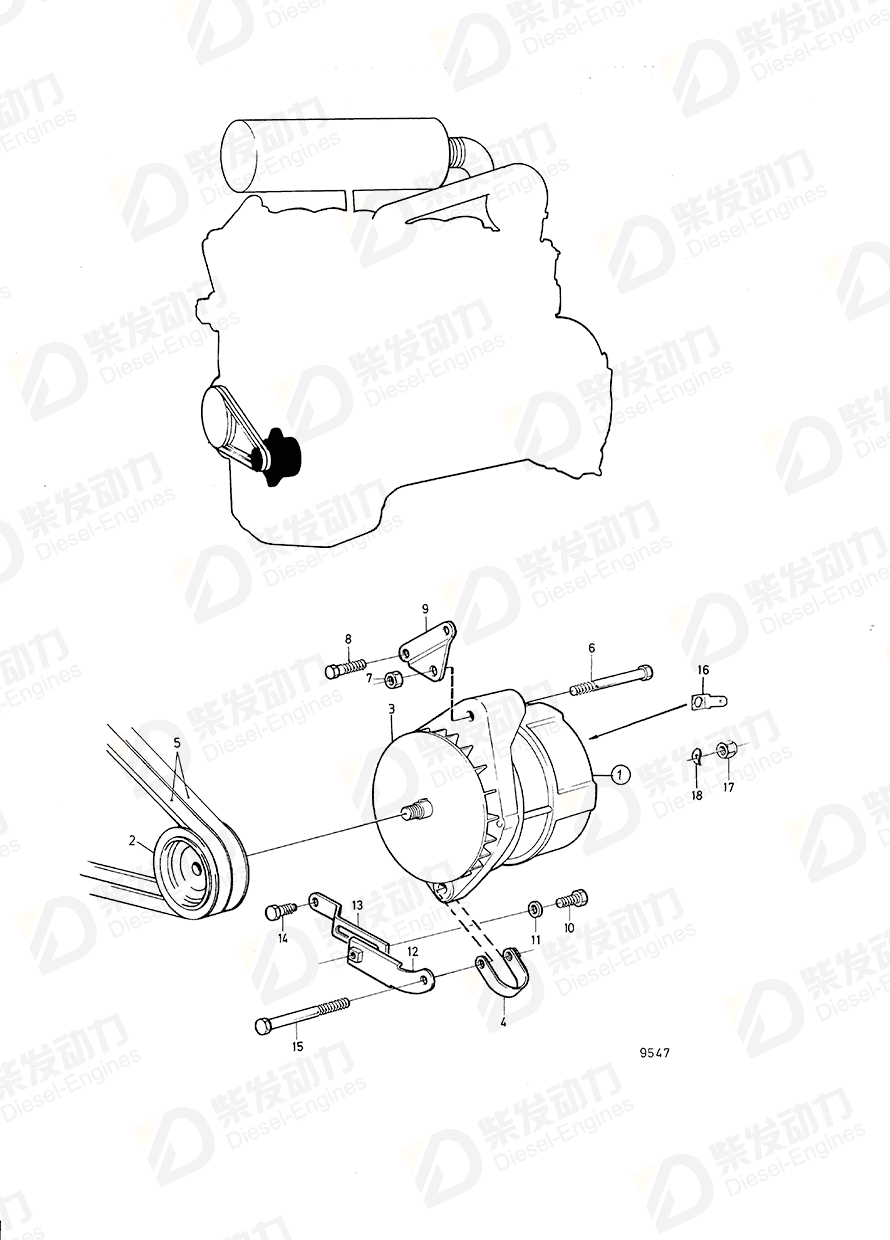 VOLVO V-belt 966383 Drawing